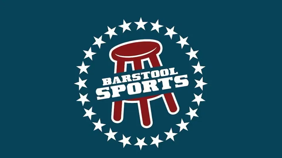 Logo for Barstool Sports featuring a red stool surrounded by white stars on a dark background.